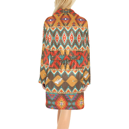 Native Pattern Print Design A01 Women's Fleece Robe