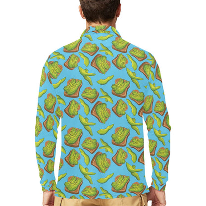 Sandwich Avocado Print Design LKS306 Long Sleeve Polo Shirt For Men's