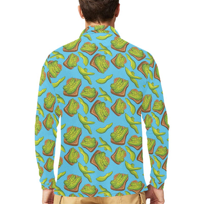 Sandwich Avocado Print Design LKS306 Long Sleeve Polo Shirt For Men's
