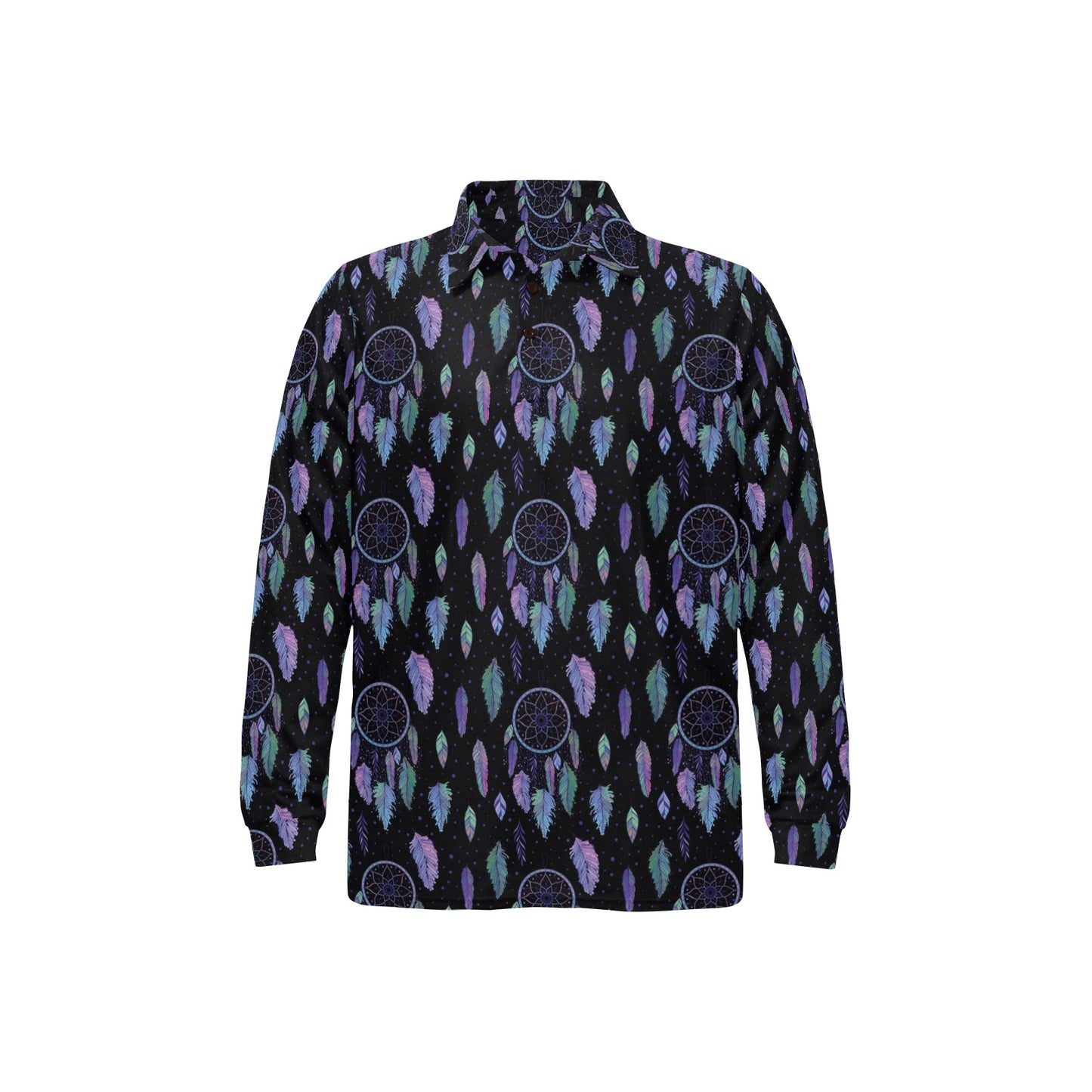 Dream Catcher Tribal Design Long Sleeve Polo Shirt For Men's