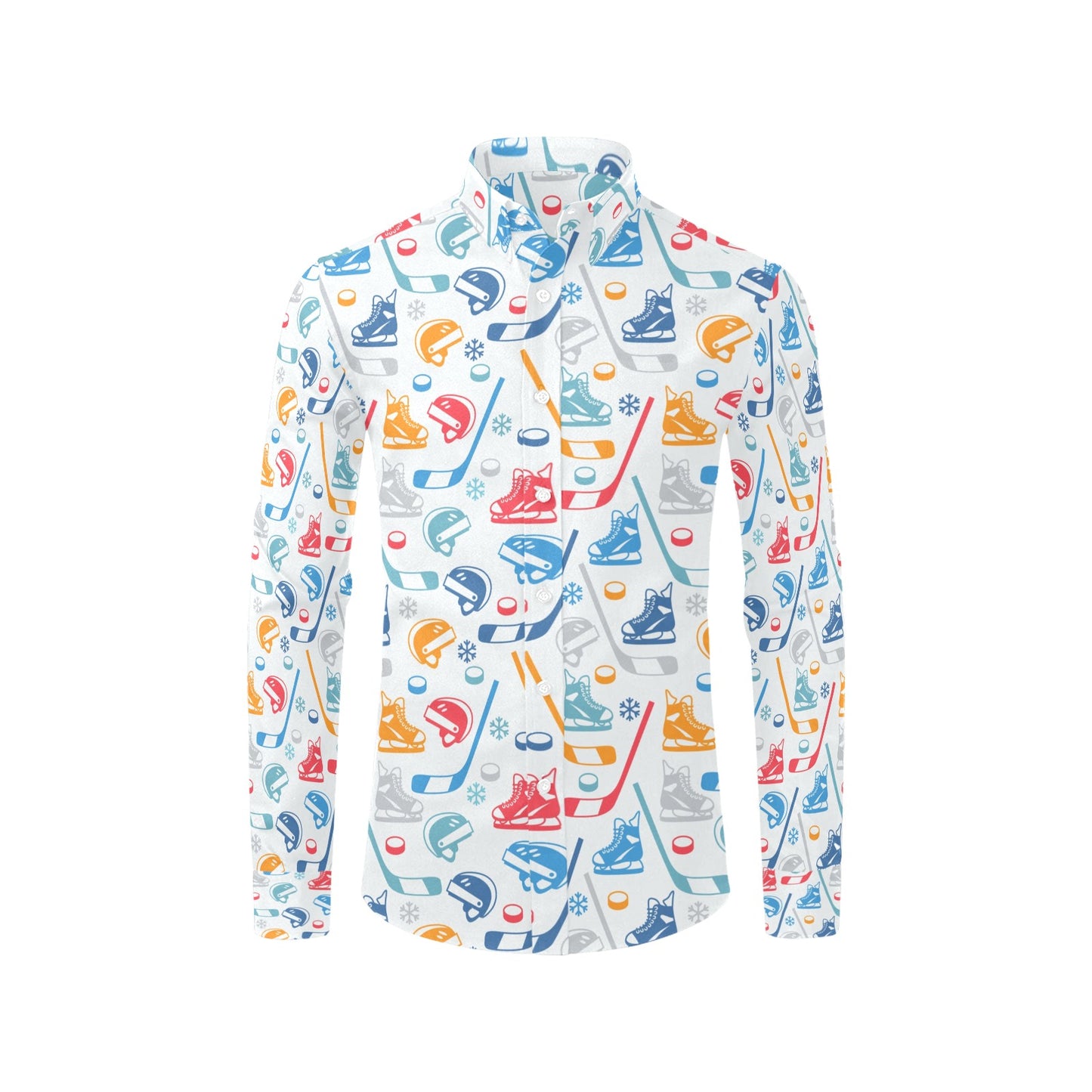 Hockey Equipment Print Design LKS301 Men's Long Sleeve Dress Shirt