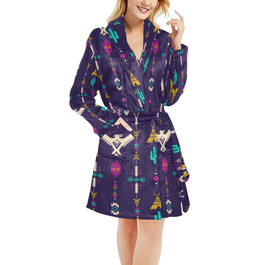 Native American Eagle Indian Pattern Women's Fleece Robe