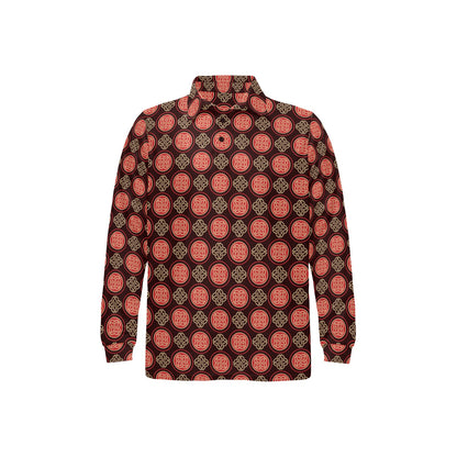 Celtic Pattern Print Design 02 Long Sleeve Polo Shirt For Men's
