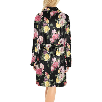 Rose Pattern Print Design RO010 Women's Fleece Robe