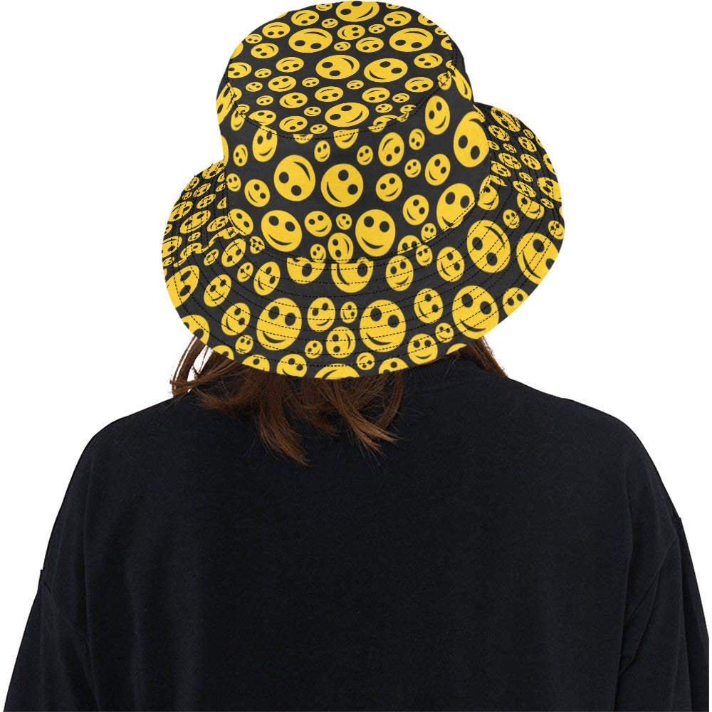 Smiley Face Emoji Print Design LKS304 Unisex Bucket Hat