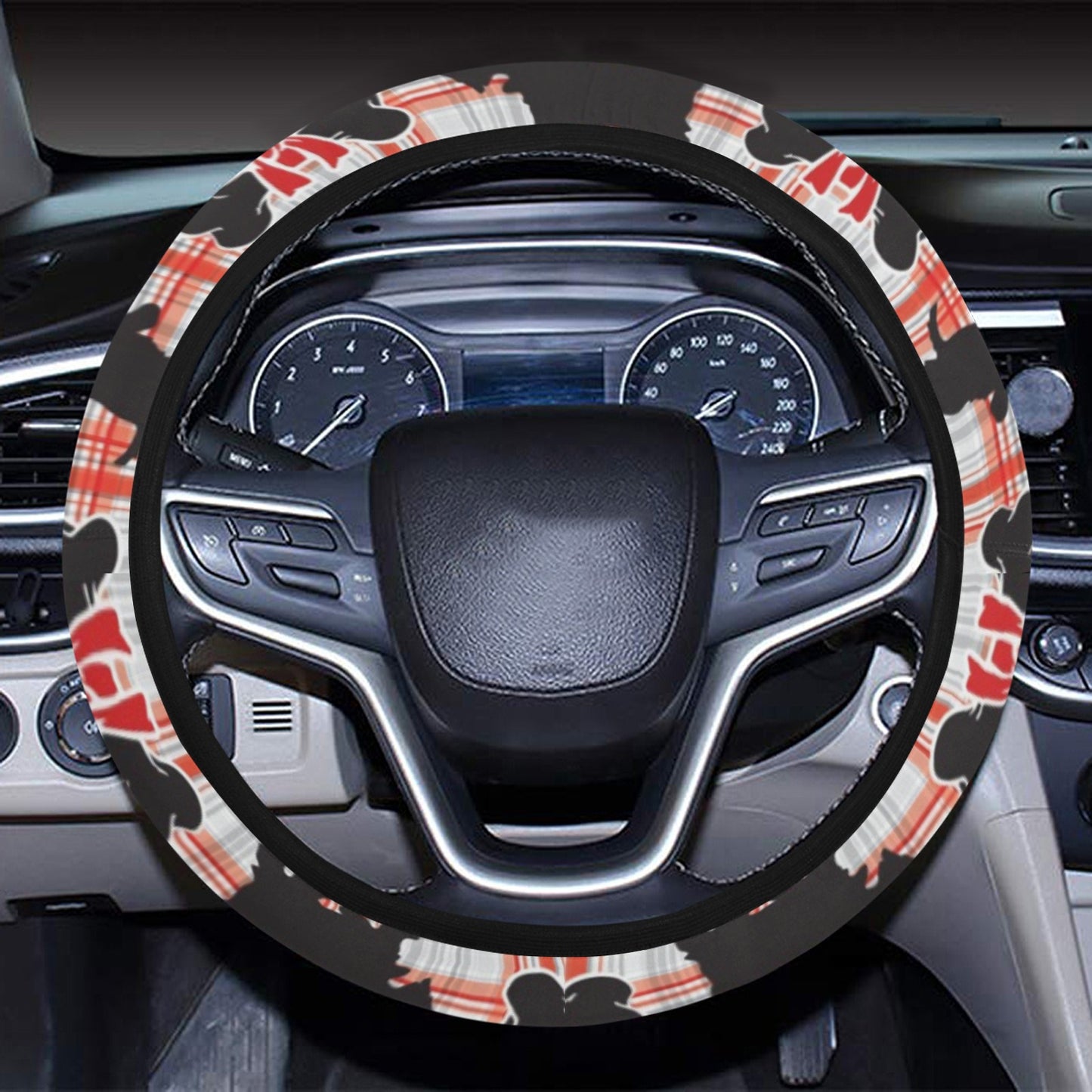Scottish Terriers Print Design LKS3014 Steering Wheel Cover with Elastic Edge