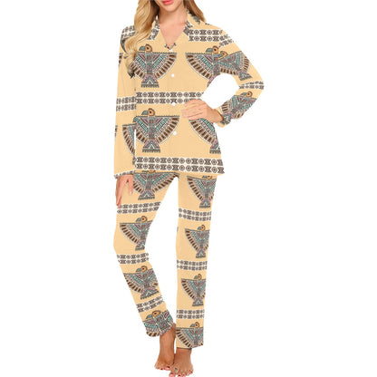 Native American Eagle Pattern Women's Long Pajama Set