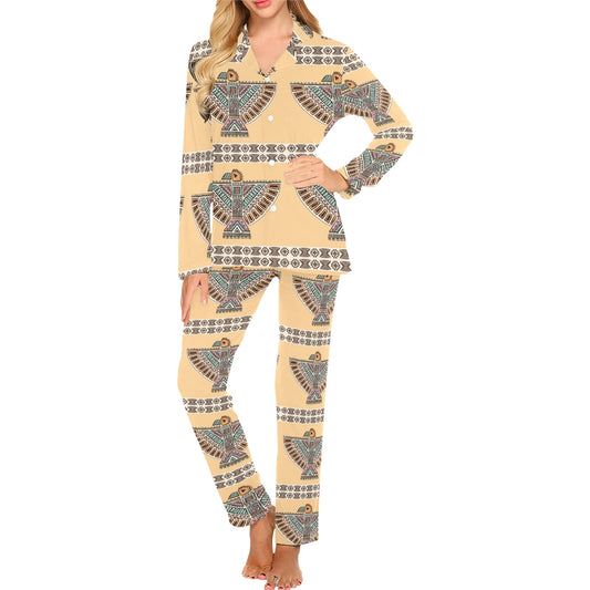 Native American Eagle Pattern Women's Long Pajama Set