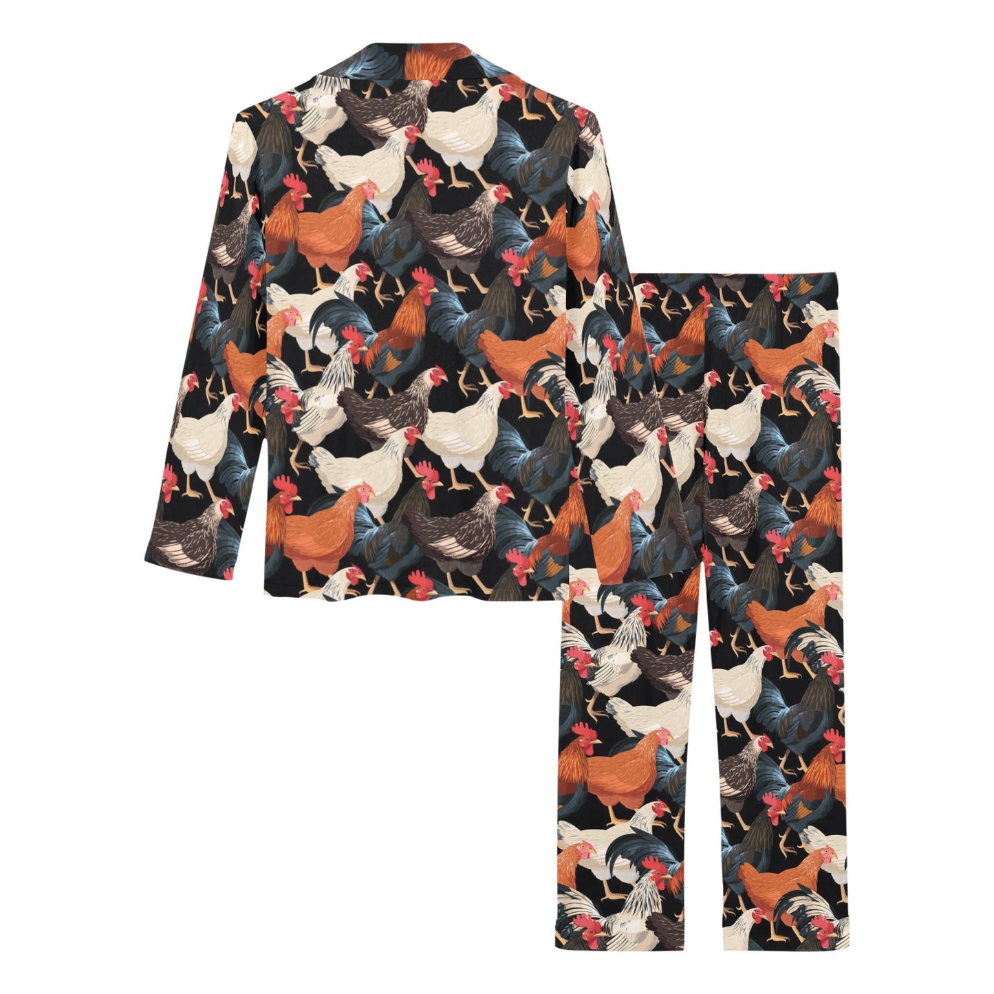 Chicken Print Pattern Women's Long Pajama Set