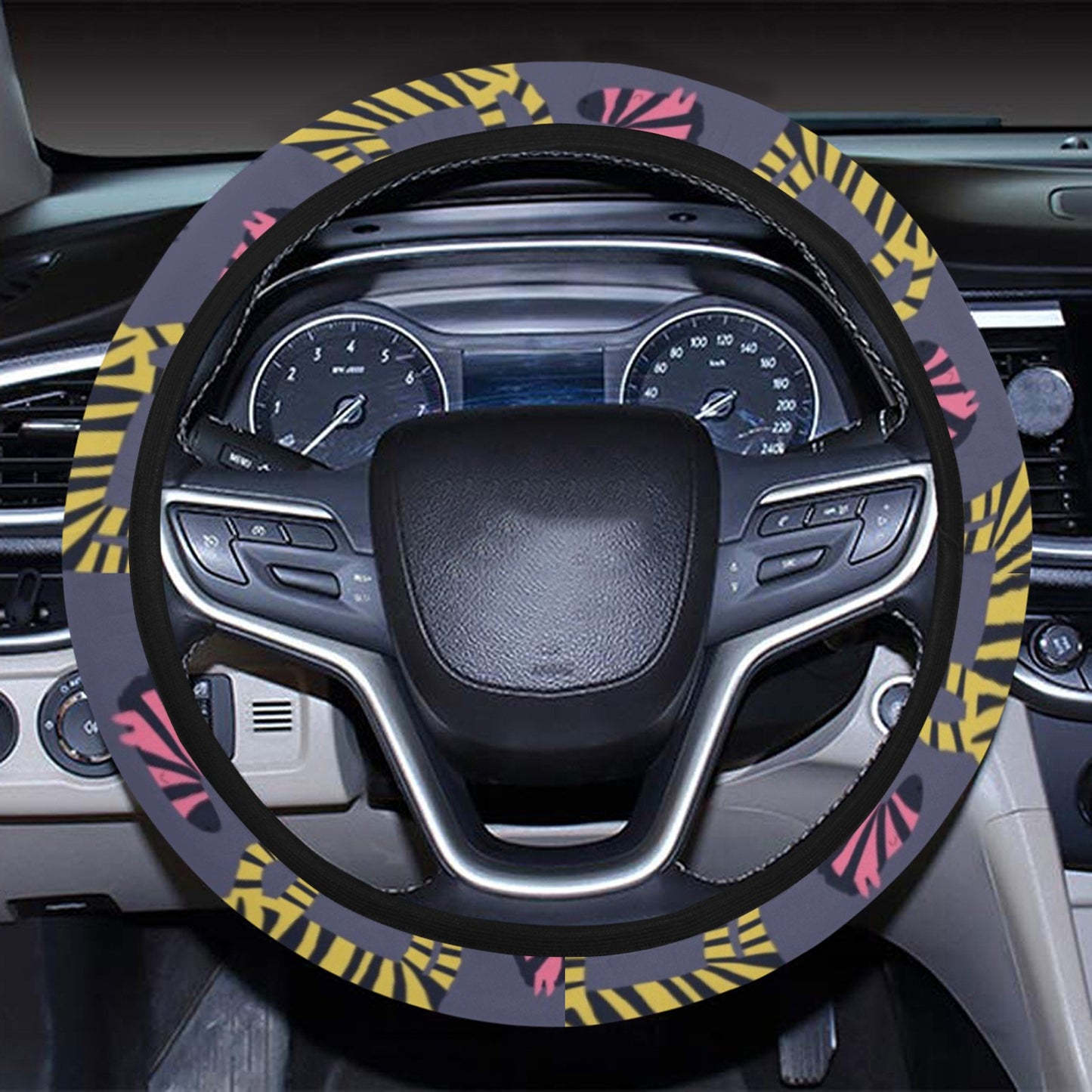 Zebra Print Design LKS303 Steering Wheel Cover with Elastic Edge