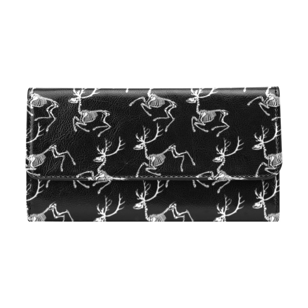 Deer Skeleton Print Pattern Women's Trifold Wallet