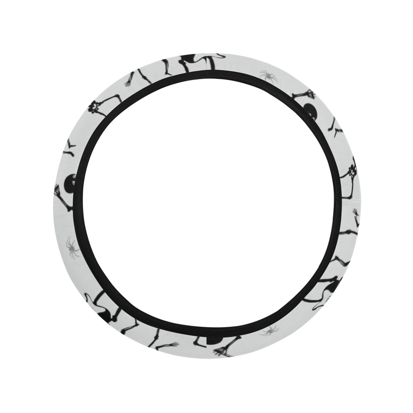 Skeleton Music Player Print Design LKS303 Steering Wheel Cover with Elastic Edge