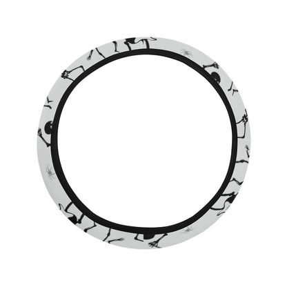 Skeleton Music Player Print Design LKS303 Steering Wheel Cover with Elastic Edge