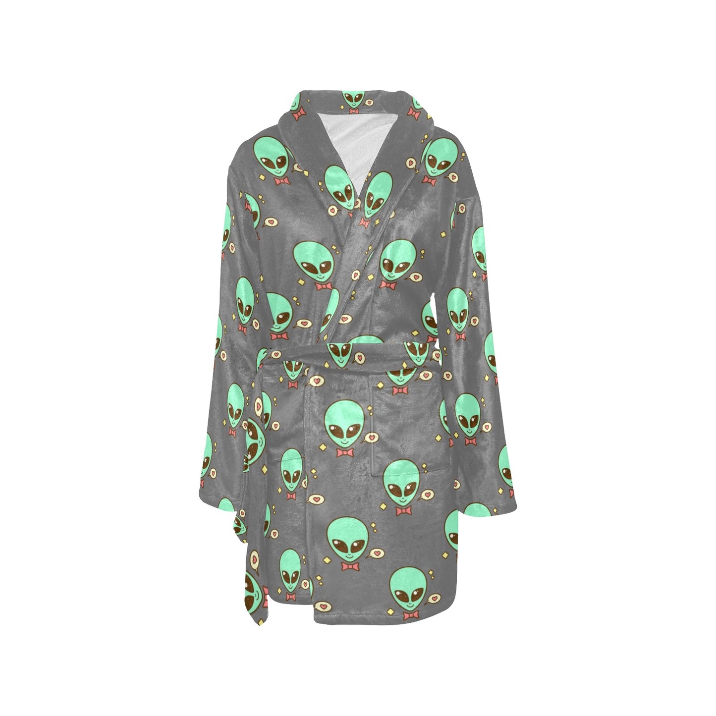 Alien Pattern Print Design 02 Women's Fleece Robe
