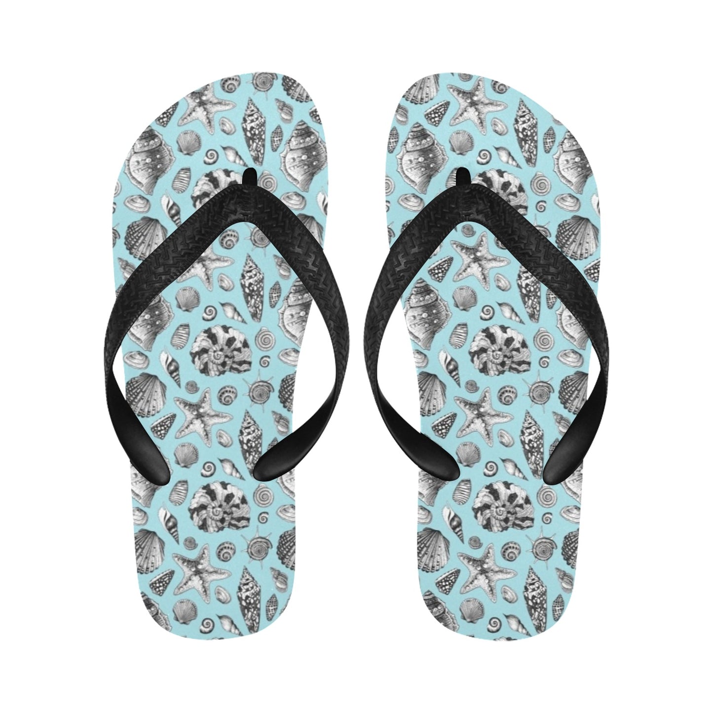Seashell Beach Print Design LKS302 Flip Flops