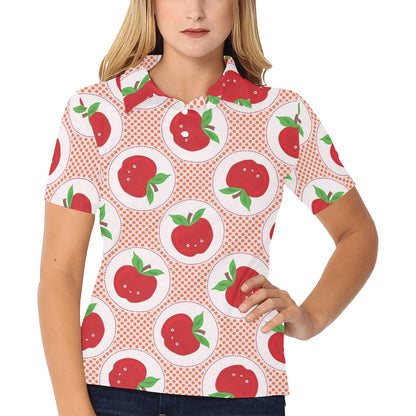 Apple Pattern Print Design AP08 Women's Polo Shirt