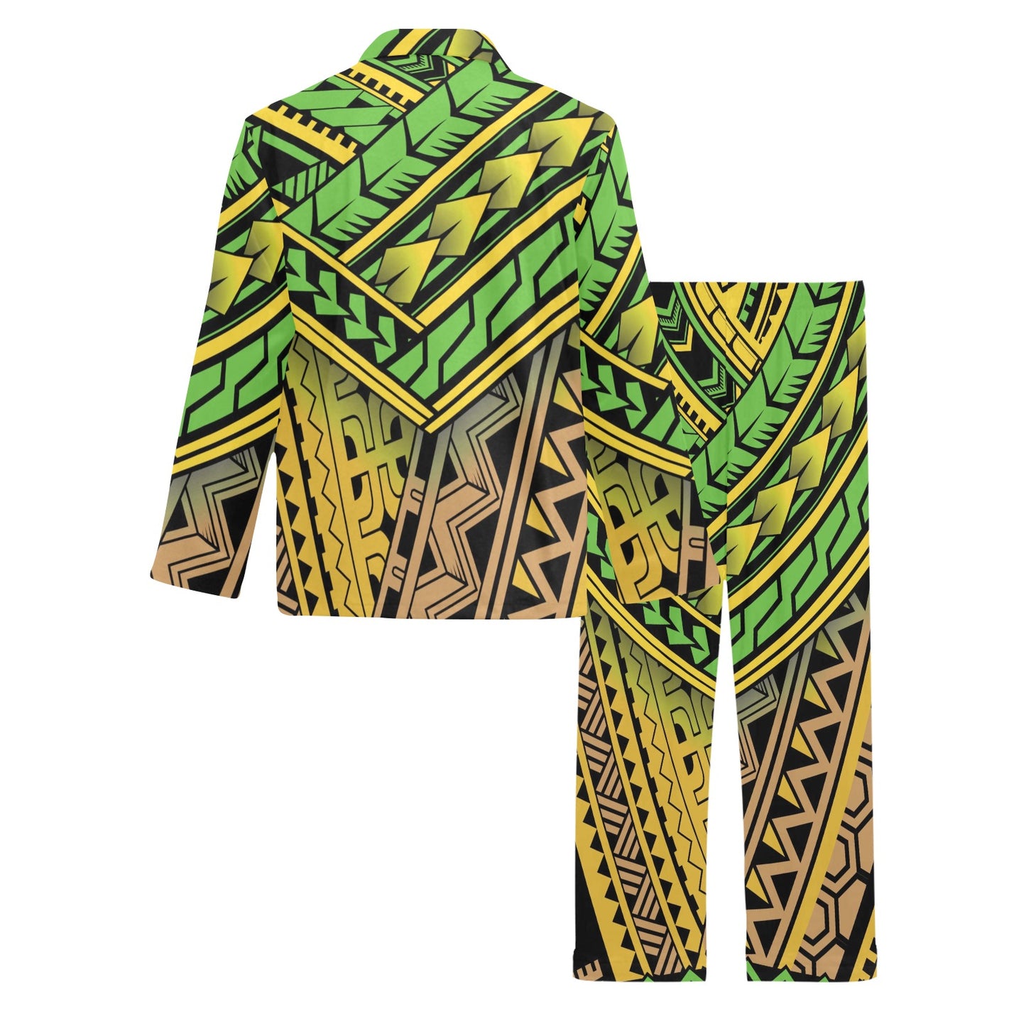 Polynesian Tribal Color Men's Long Pajama Set