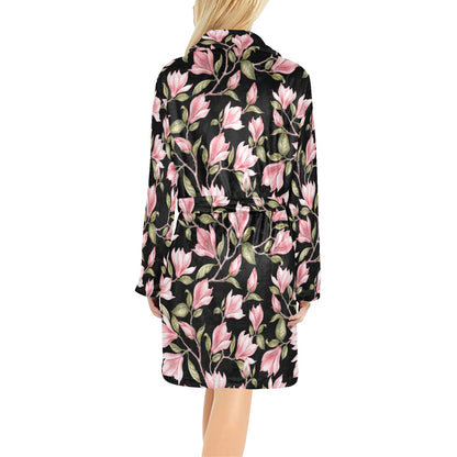 Magnolia Pattern Print Design MAG03 Women's Fleece Robe