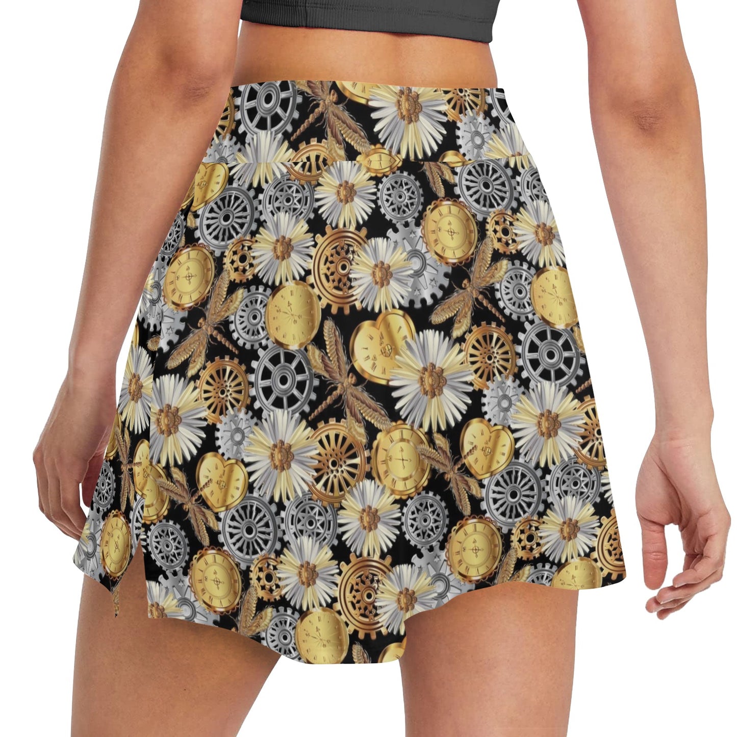 Steampunk Dragonfly Print Design LKS302 17" Golf & Pickleball Skort with Pockets