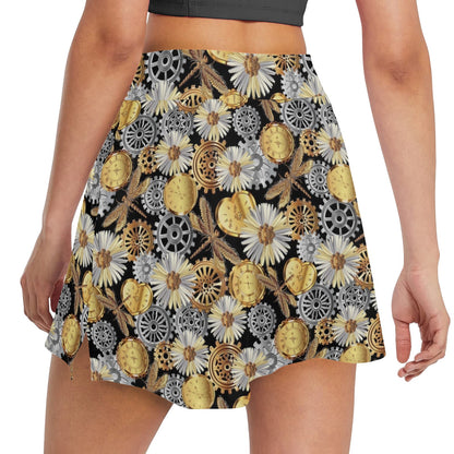 Steampunk Dragonfly Print Design LKS302 17" Golf & Pickleball Skort with Pockets