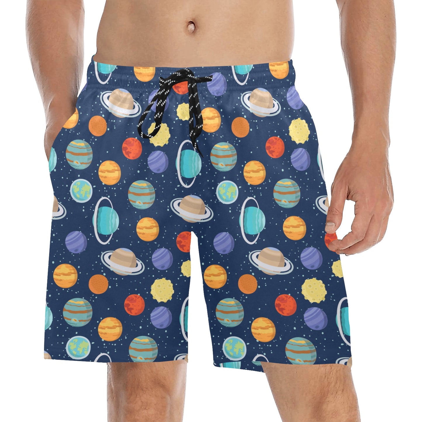 Planet With Star Print Design LKS303 Men's Swim Trunks Beach Shorts