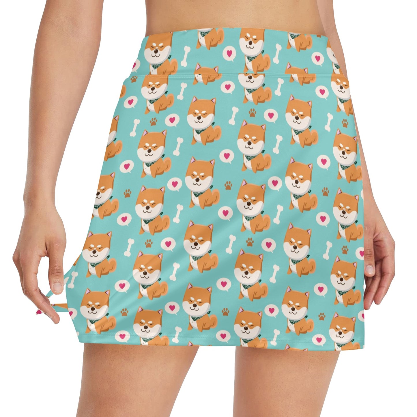 Shiba Inu Print Design LKS3013 17" Golf & Pickleball Skort with Pockets