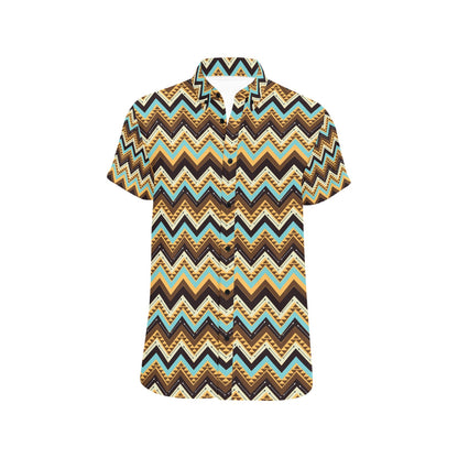 Southwest Pattern Print Design LKS301 Men Short Sleeve Button Up Shirt