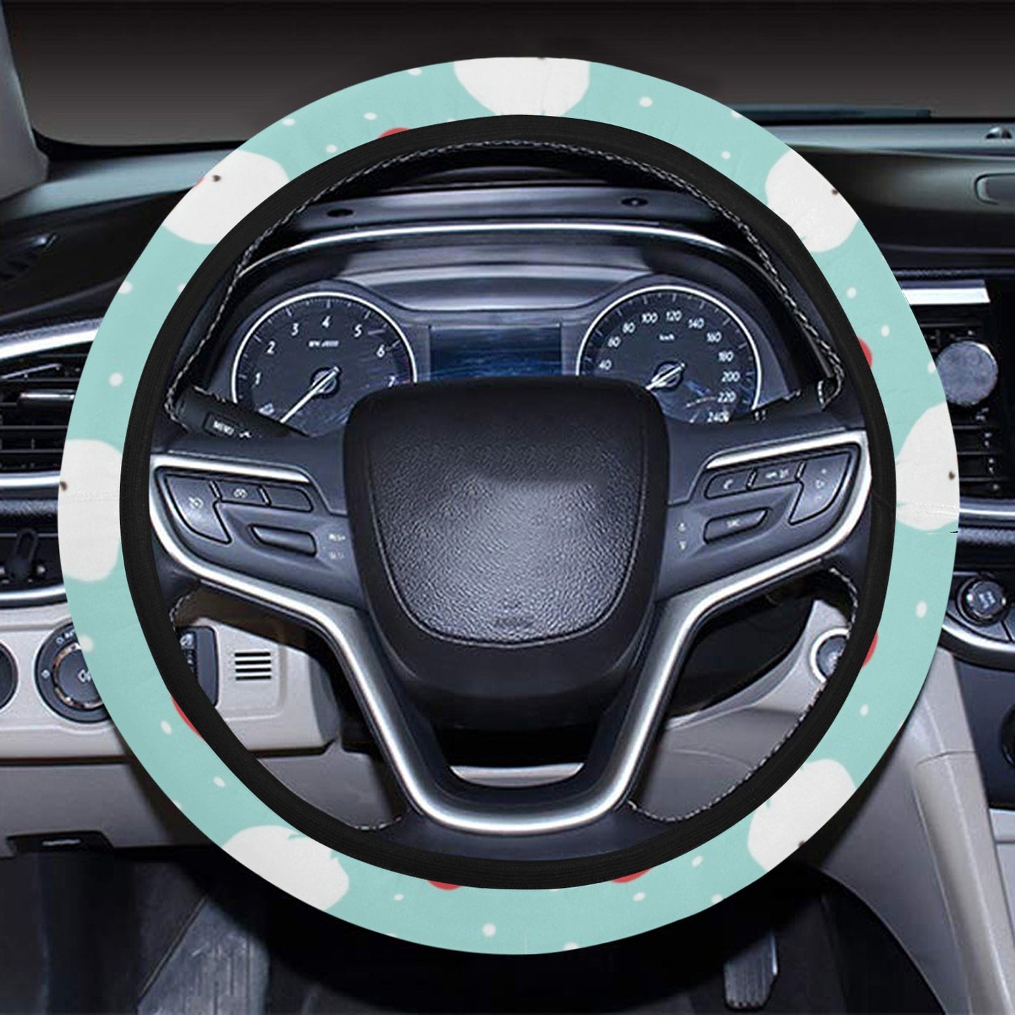 Santa Print Design LKS308 Steering Wheel Cover with Elastic Edge