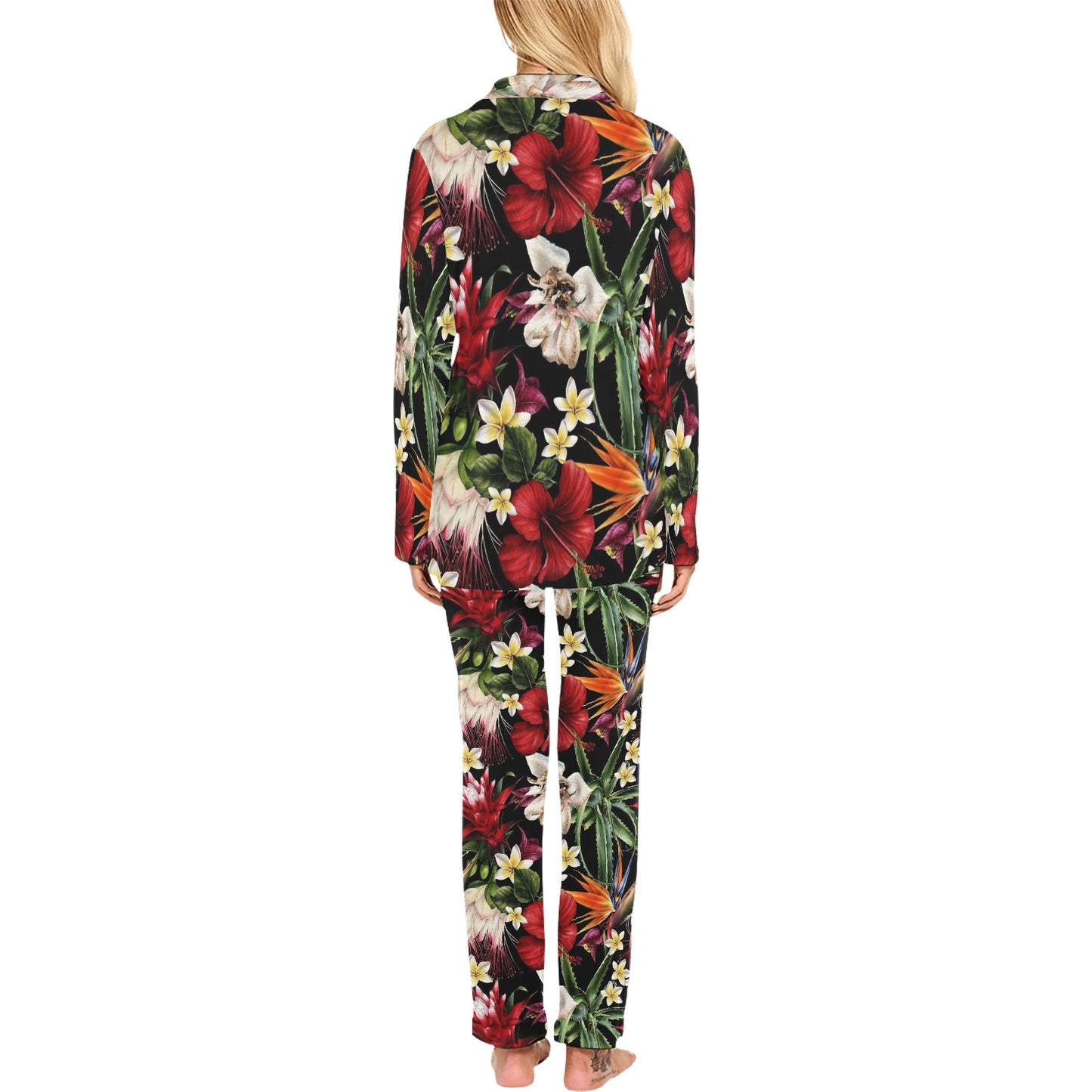 Summer Floral Pattern Print Design SF03 Women's Long Pajama Set