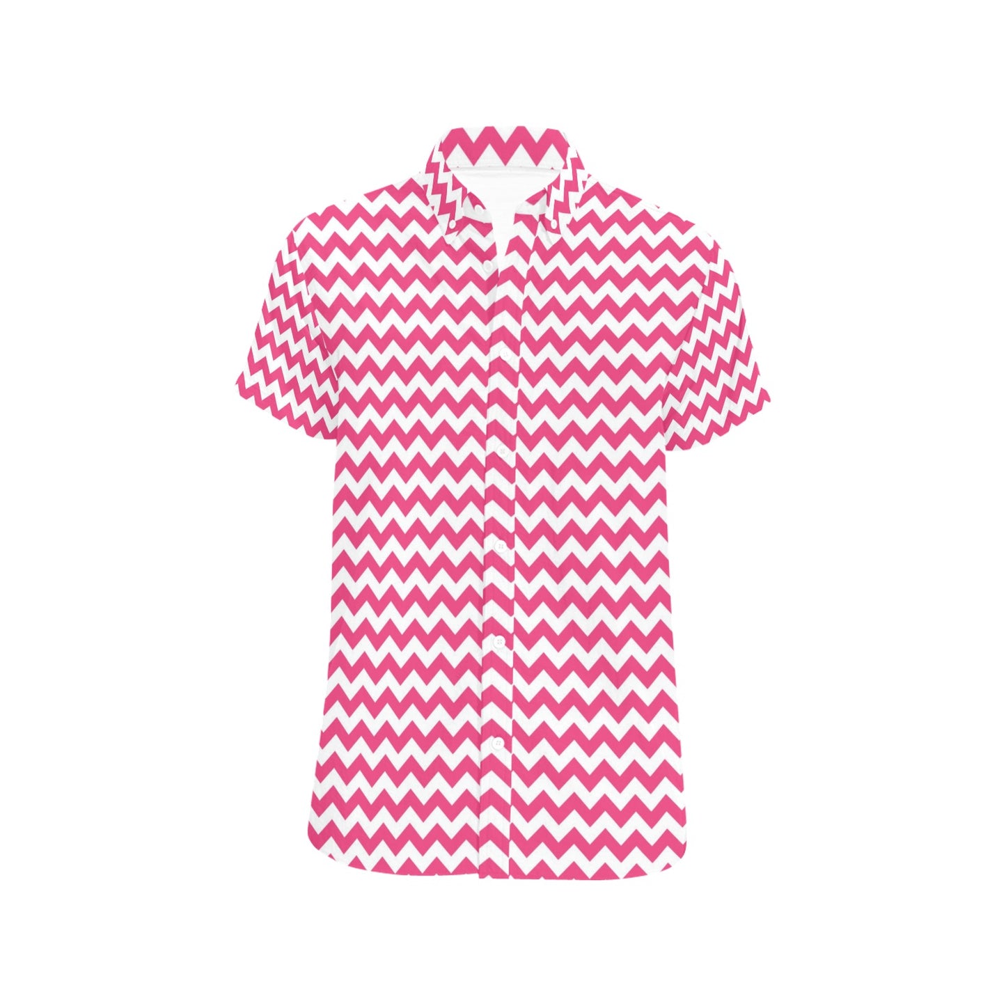 Chevron Print Design LKS402 Men Short Sleeve Button Up Shirt