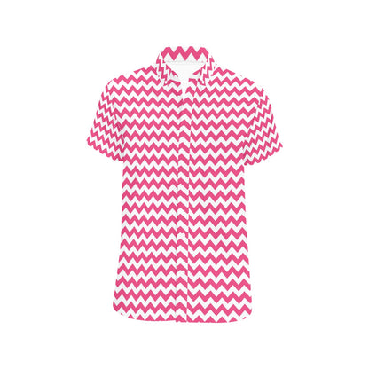 Chevron Print Design LKS402 Men Short Sleeve Button Up Shirt
