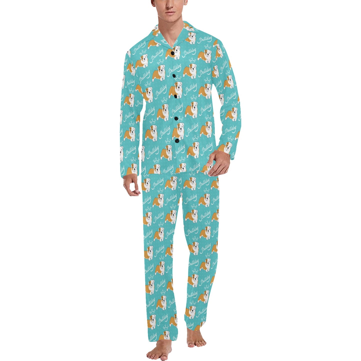 Bulldogs Pattern Print Design 05 Men's Long Pajama Set