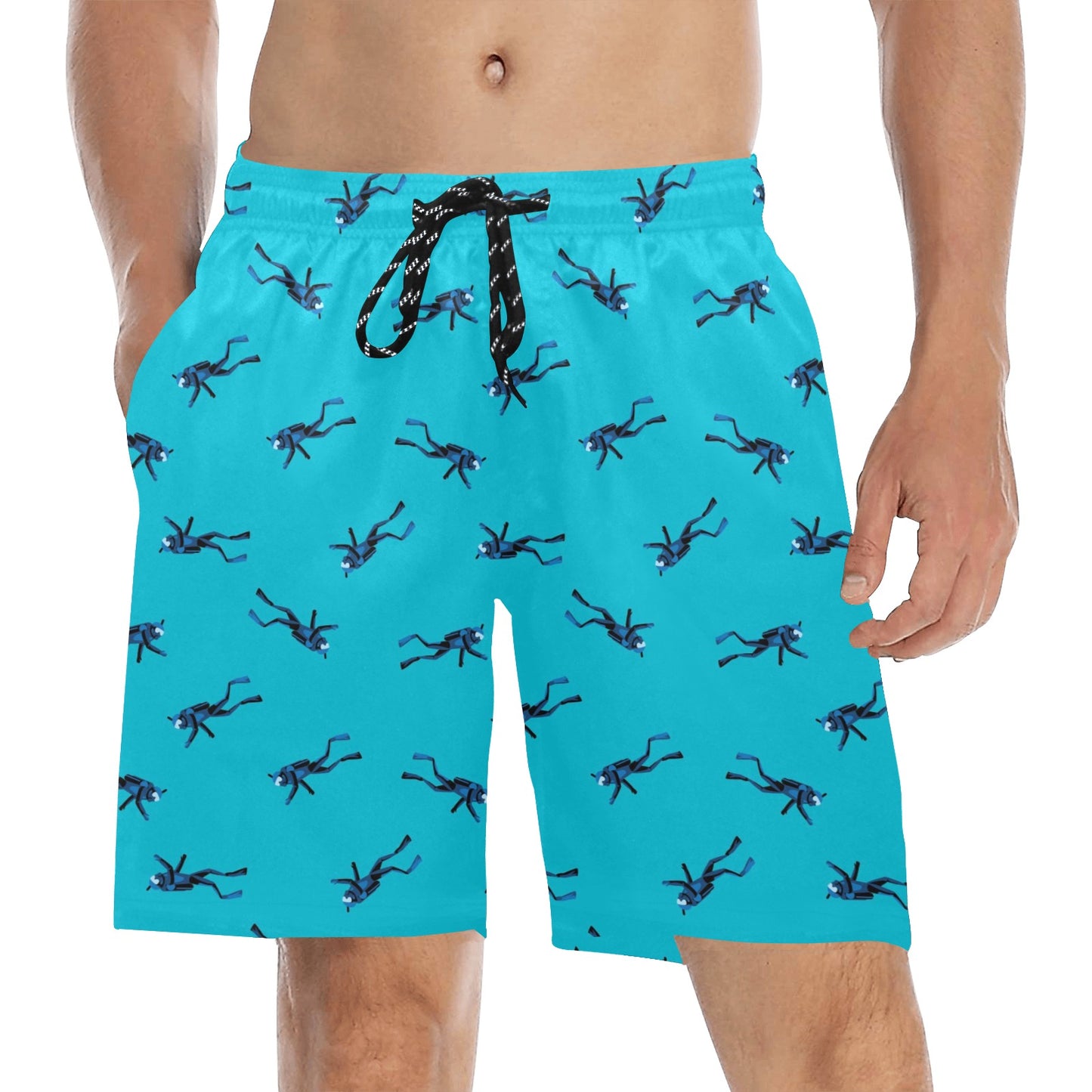 Scuba Driver Print Design LKS304 Men's Swim Trunks Beach Shorts