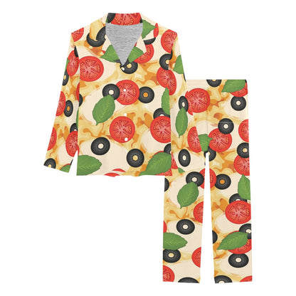 Pizza Pattern Print Design A05 Women's Long Pajama Set