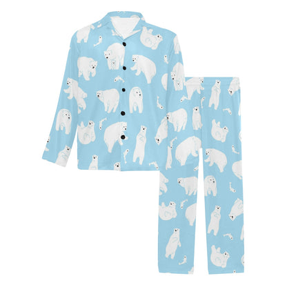 Polar Bear Pattern Print Design PB01 Men's Long Pajama Set