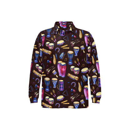Percussion Neon Pattern Print Design 04 Long Sleeve Polo Shirt For Men's