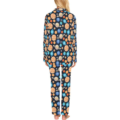 Planet Colorful Print Design LKS301 Women's Long Pajama Set