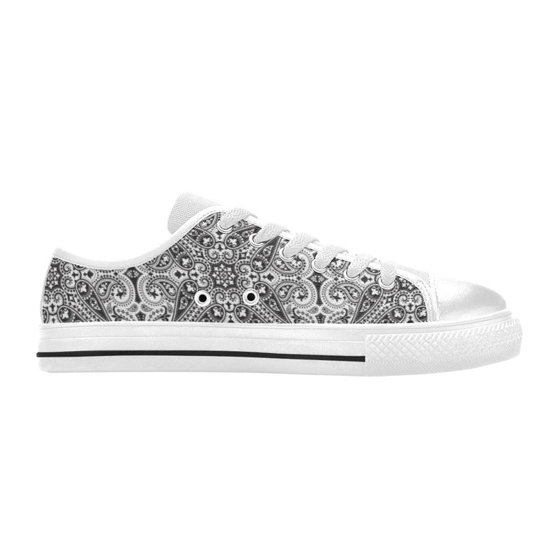 Bandana Print Design LKS309 Women's White Low Top Shoes