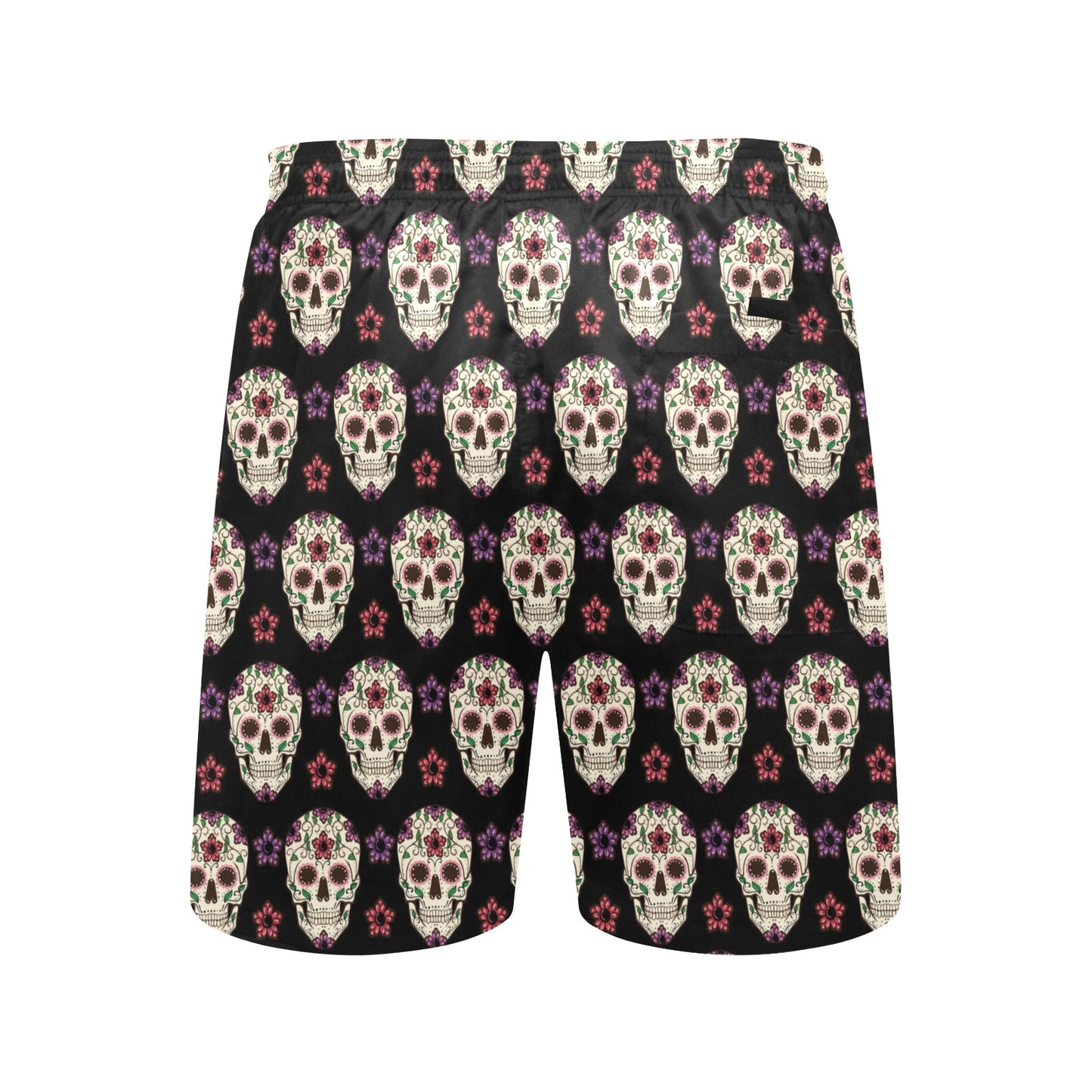 Sugar Skull Print Design LKS304 Men's Swim Trunks Beach Shorts