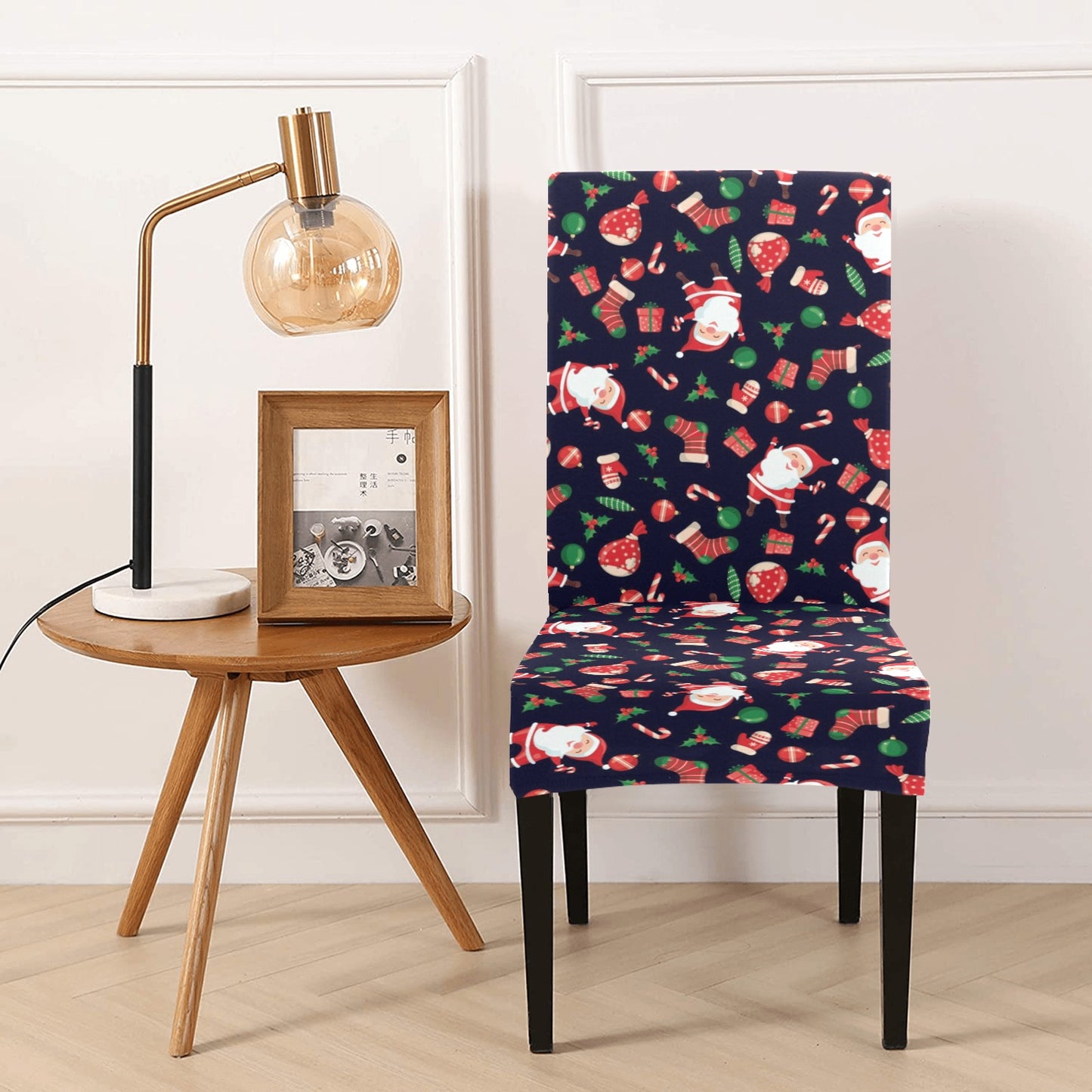 Santa Christmas Themed Print Design LKS304 Dining Chair Slipcover