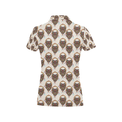 Wolf Tribal Dream Catcher Design Print Women's Polo Shirt