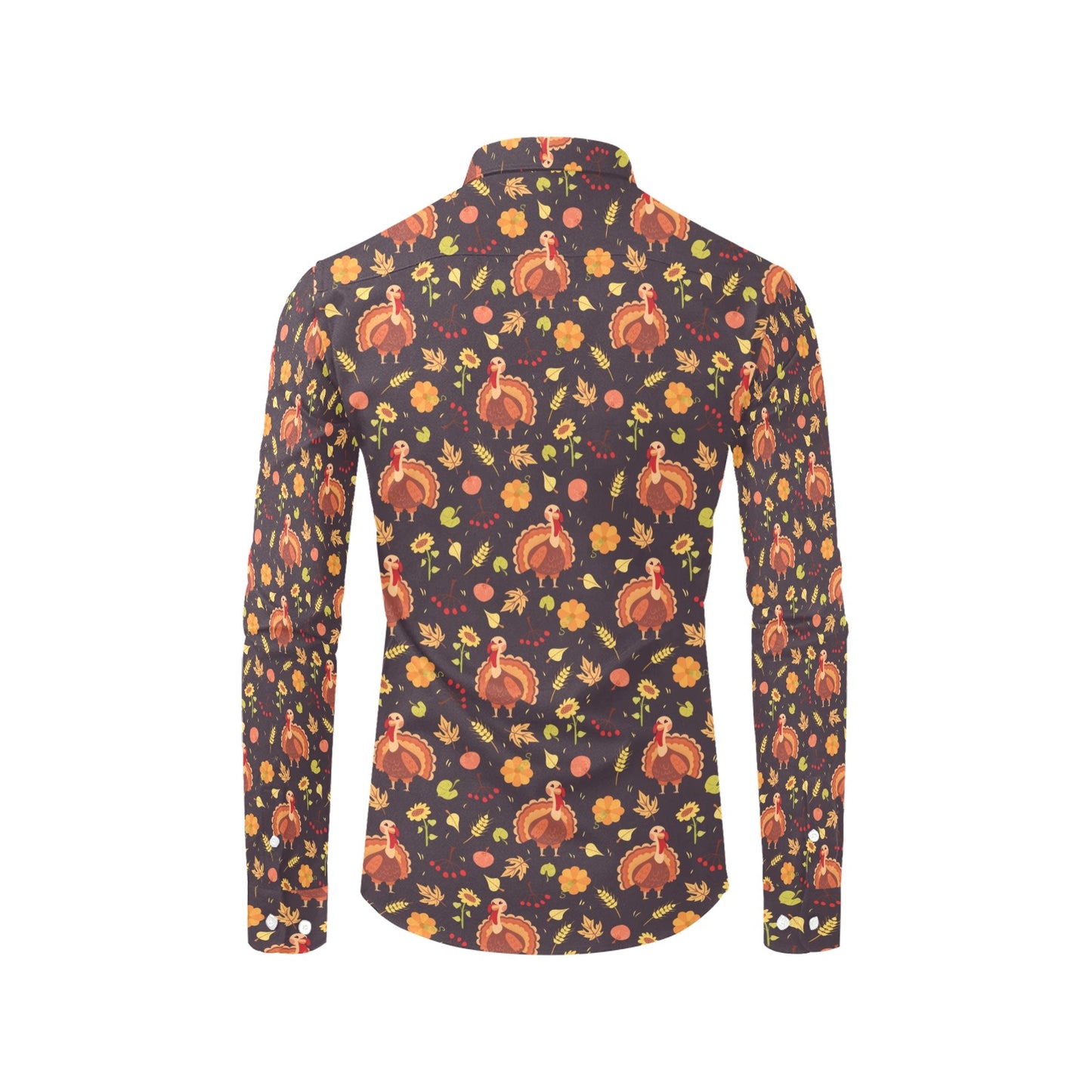 Thanksgiving Print Design LKS305 Men's Long Sleeve Dress Shirt