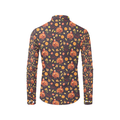 Thanksgiving Print Design LKS305 Men's Long Sleeve Dress Shirt