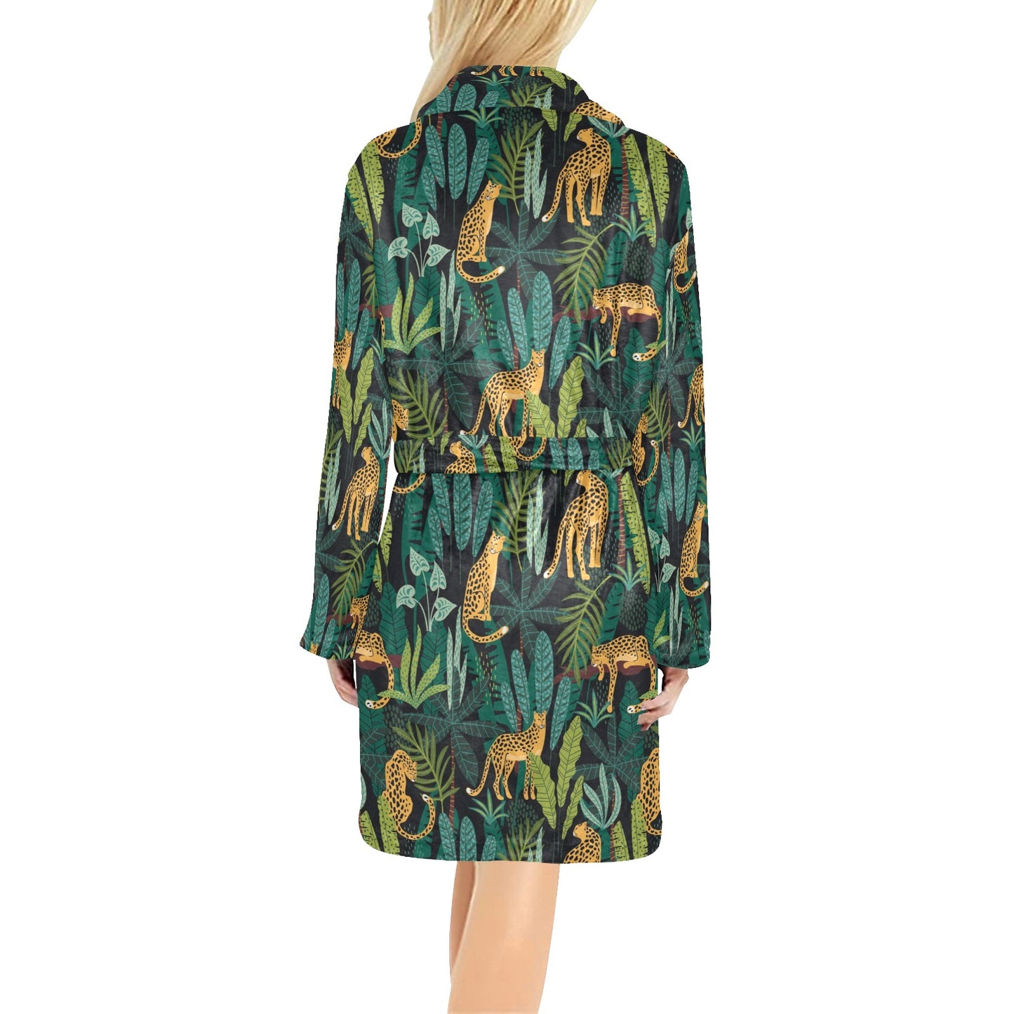 Jaguar Jungle Pattern Print Design 03 Women's Fleece Robe
