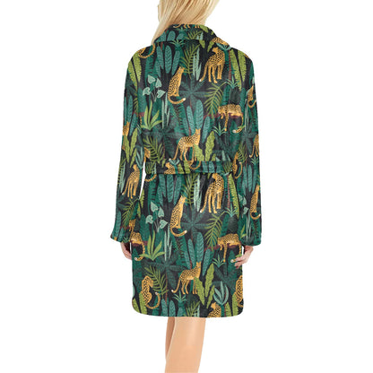 Jaguar Jungle Pattern Print Design 03 Women's Fleece Robe
