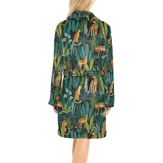 Jaguar Jungle Pattern Print Design 03 Women's Fleece Robe