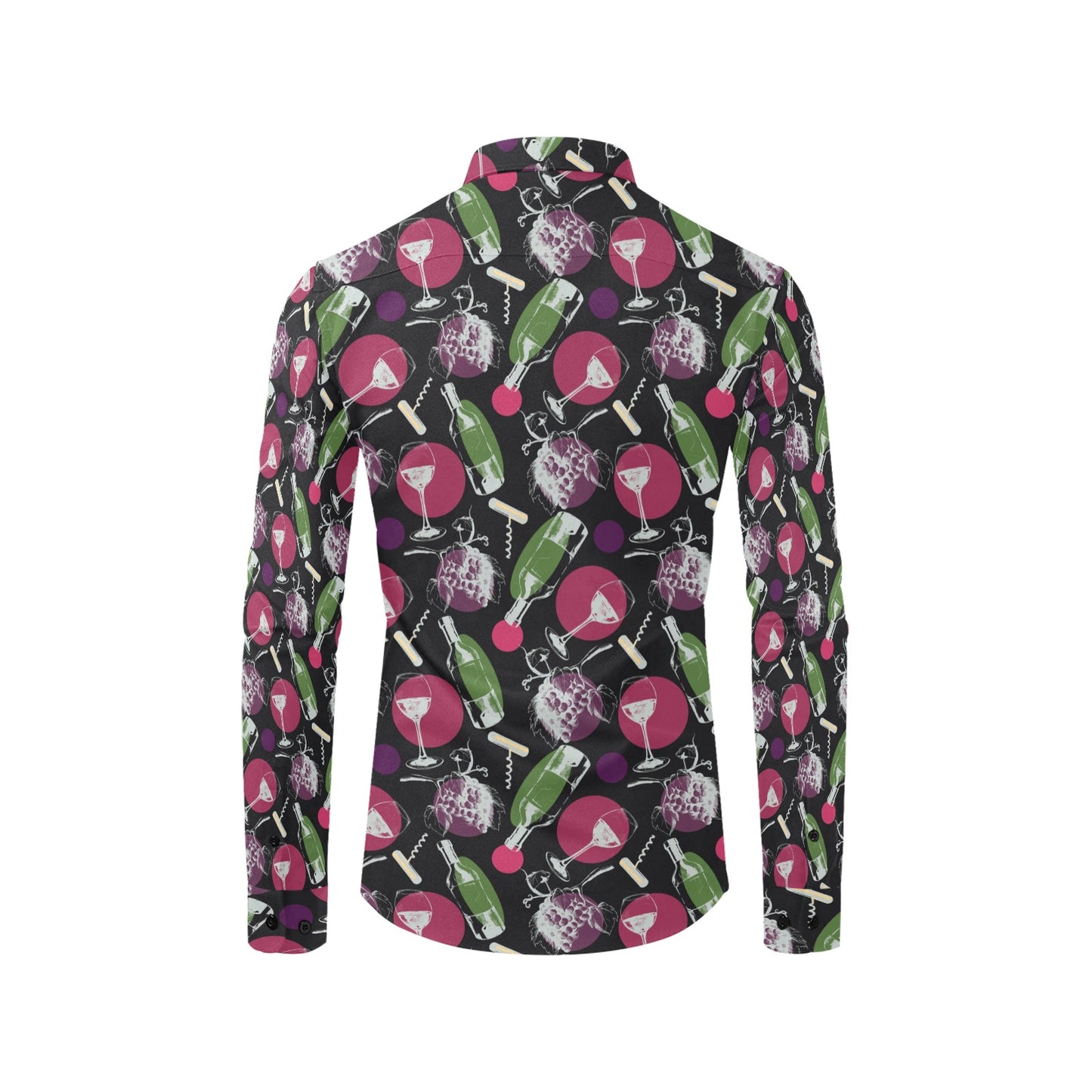 Wine Print Design LKS307 Men's Long Sleeve Dress Shirt