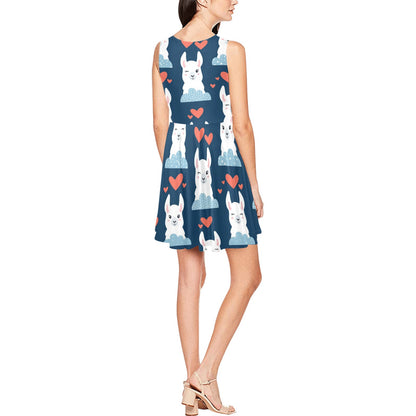Alpaca Love Pattern Print Design 05 Sleeveless Dress