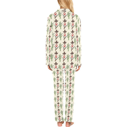 Western Cowboy Print Women's Long Pajama Set