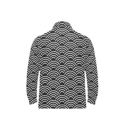 Scales Black White Pattern Print Design 03 Long Sleeve Polo Shirt For Men's